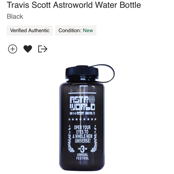 Travis Scott Astroworld Water Bottle Black flask cup collectible cactus Jack - Picture 2 of 8